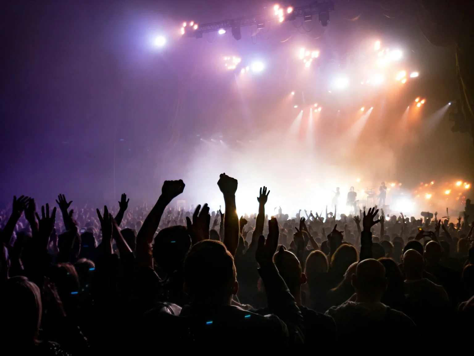 Público frente a un escenario iluminado durante un concierto